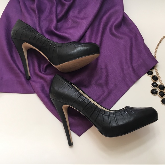 Aldo Black Leather Heels, sz 40/9 - Picture 4 of 8